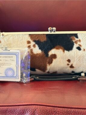 Cowhide Clutch Wristlet in Multi Brown & White